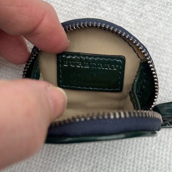 BURBERRY GREEN BROWN NOVA CHECK MINI COIN KEYCHAIN PURSE-RARE! - Picture 3 of 14